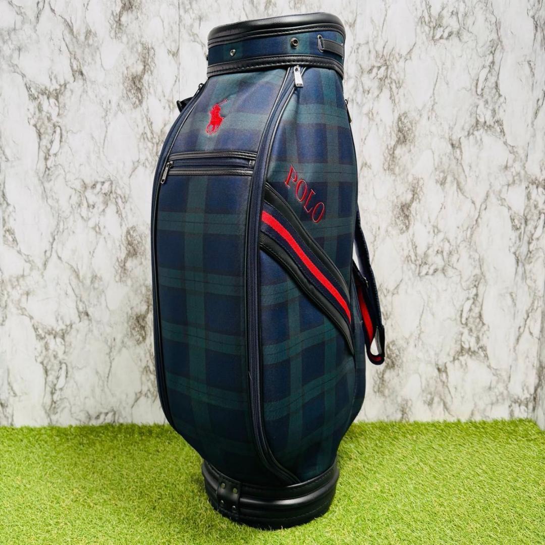 【良品】ポロ ラルフローレン カート式 タータンチェック キャディバッグ