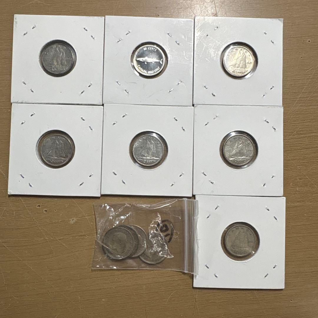 カナダ10セント銀貨　11枚