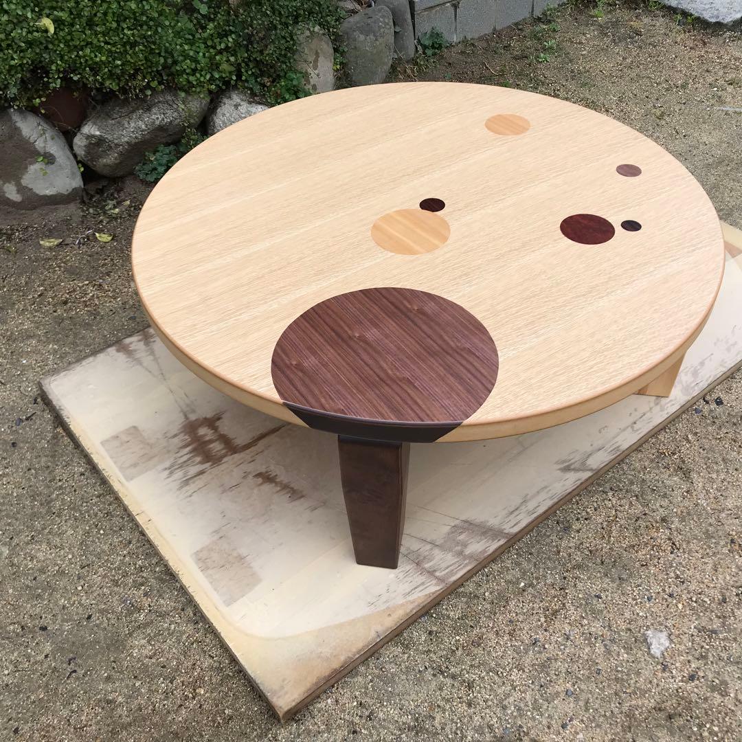 かわいいリビングテーブル折れ脚90丸日本製
