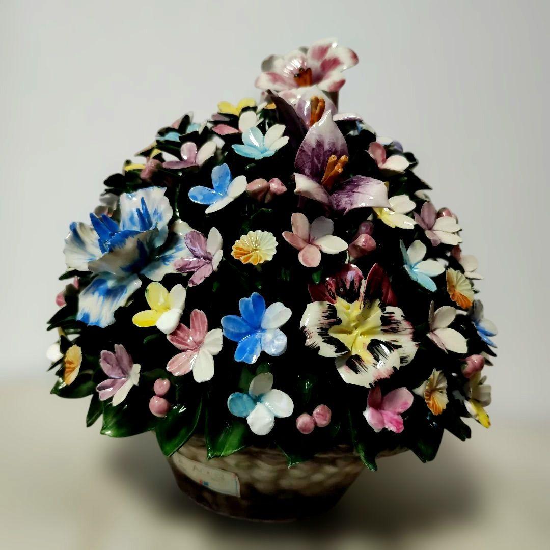 【美品】カポディモンテ　CAPODIMONTE イタリア　陶花　35cm