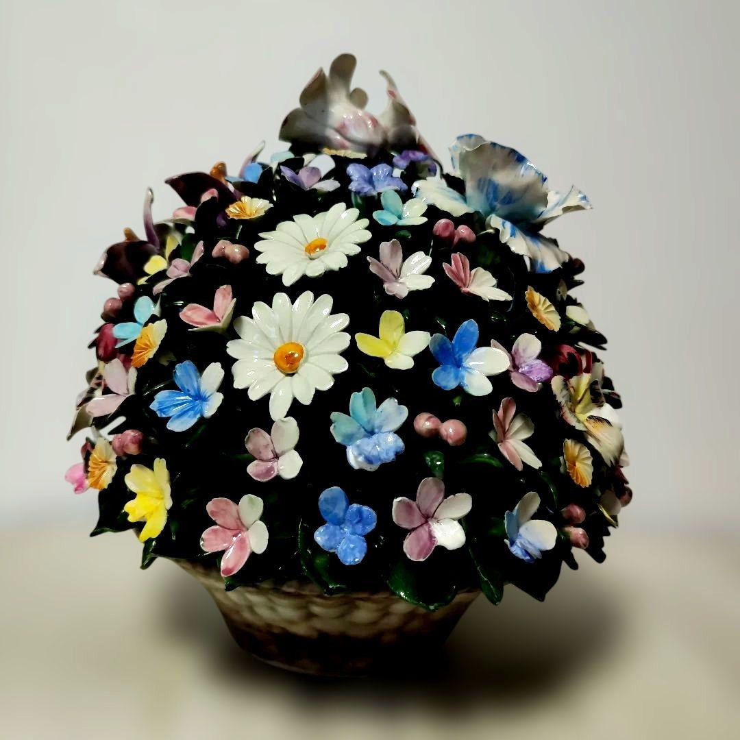 【美品】カポディモンテ　CAPODIMONTE イタリア　陶花　35cm
