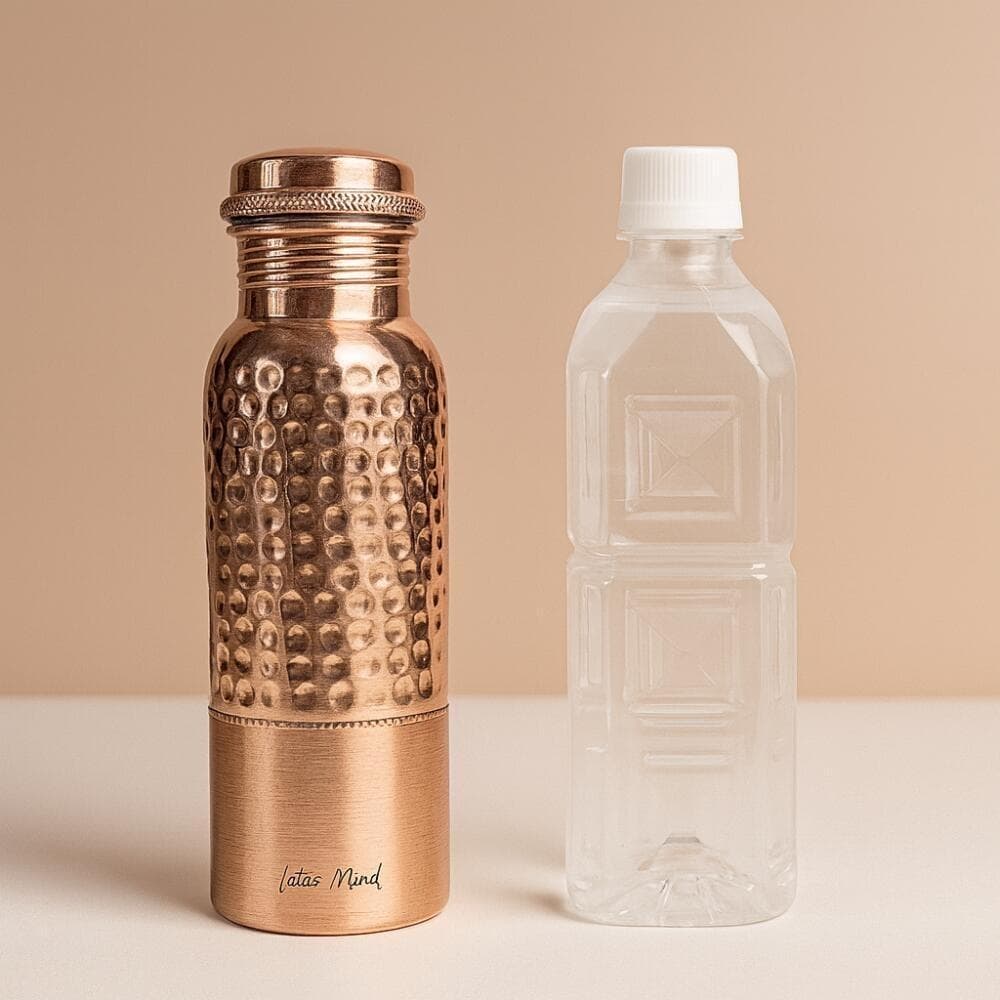 [2][新品] 銅製 純道 手打ち水筒 ウォーターボトル 600ml インド製