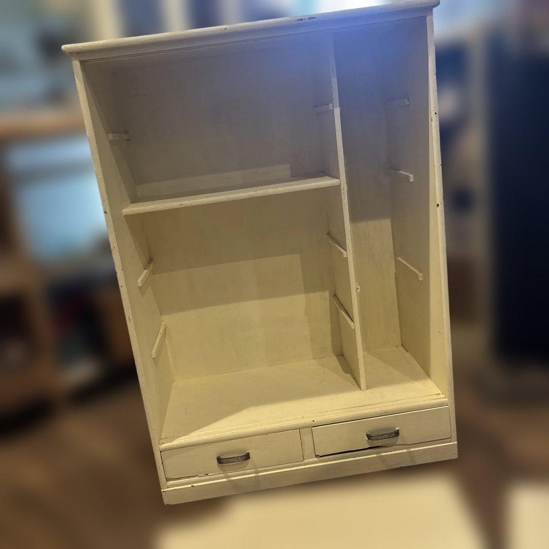 木製棚　古家具　古物　リメイク済み　店舗什器　クリーム色