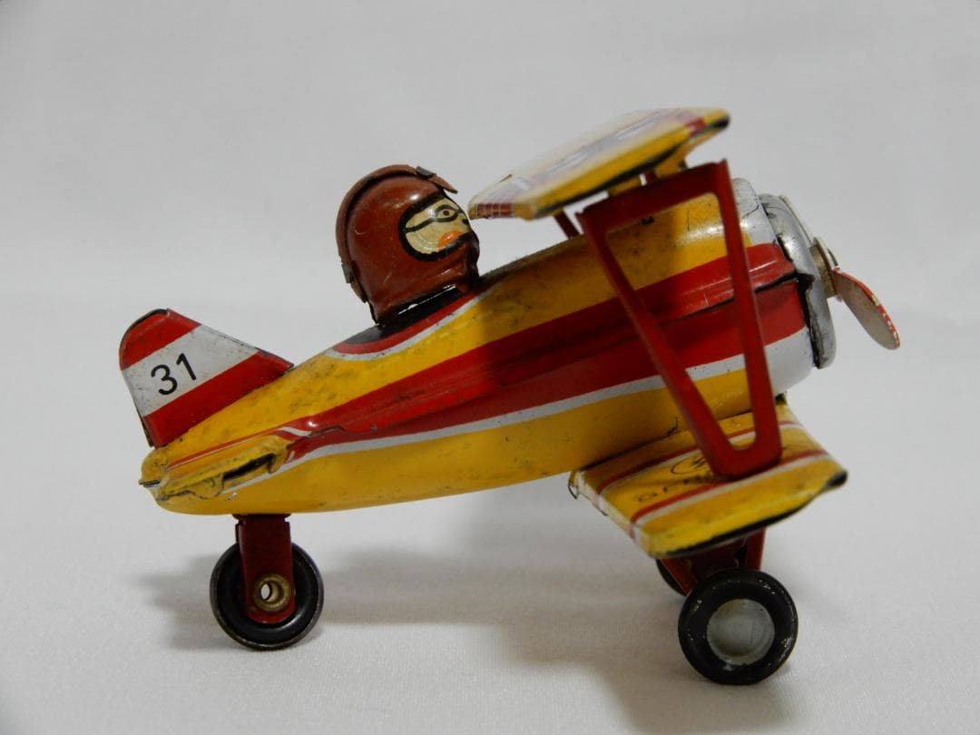 50'sヴィンテージ　ドイツ空軍　ブリキ製複葉機　ドイツ製