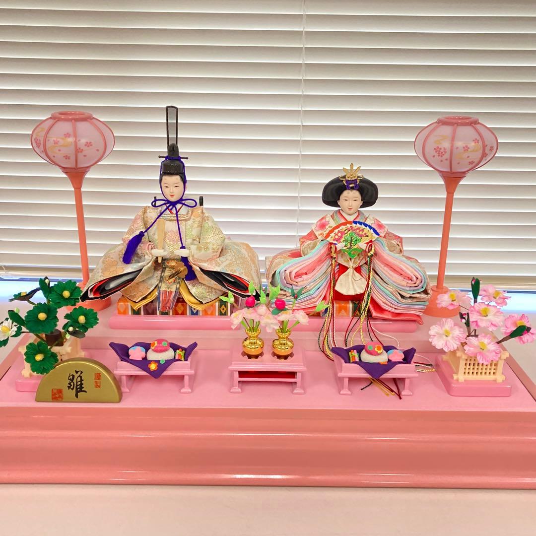 アクリルケース かわいい 雛人形 ピンク フォトフレーム付き