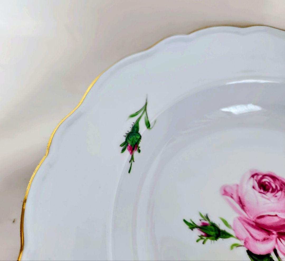 マイセンMEISSEN 【ピンクローズ】23.5cm深皿・ボウル皿【未使用美品】
