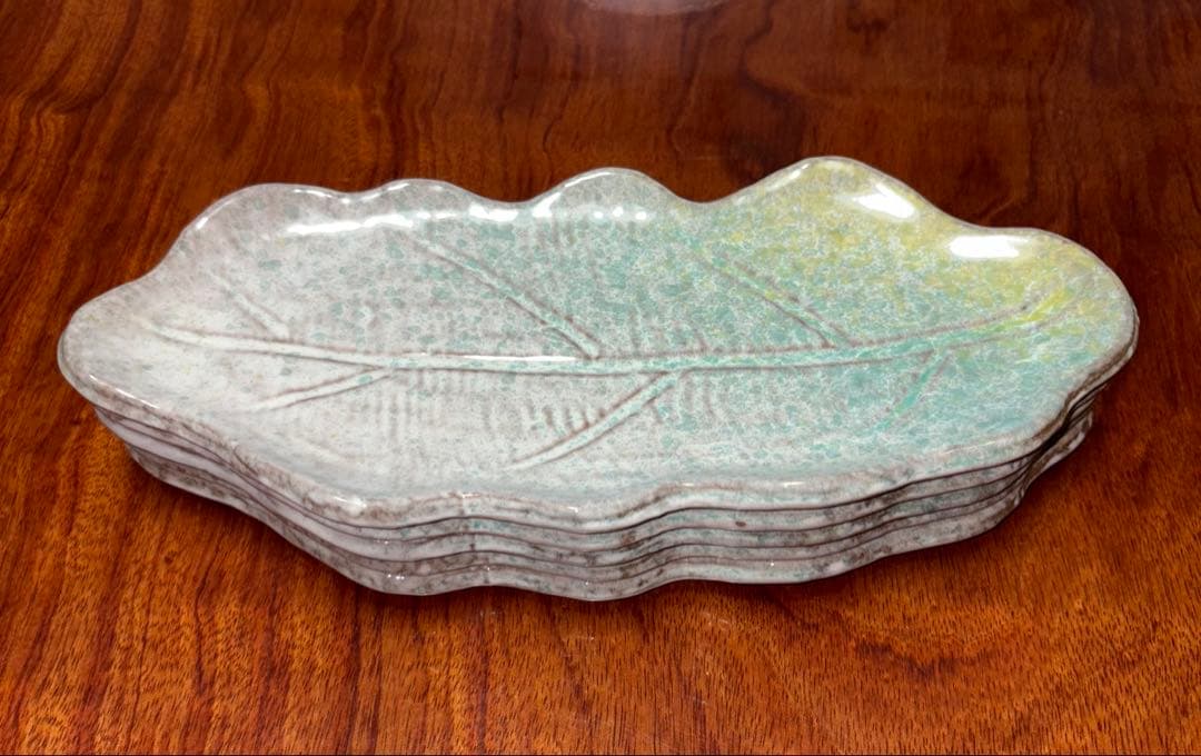 萬古焼_笑和_木葉型_長皿5枚セット（29.5cm×13cm）