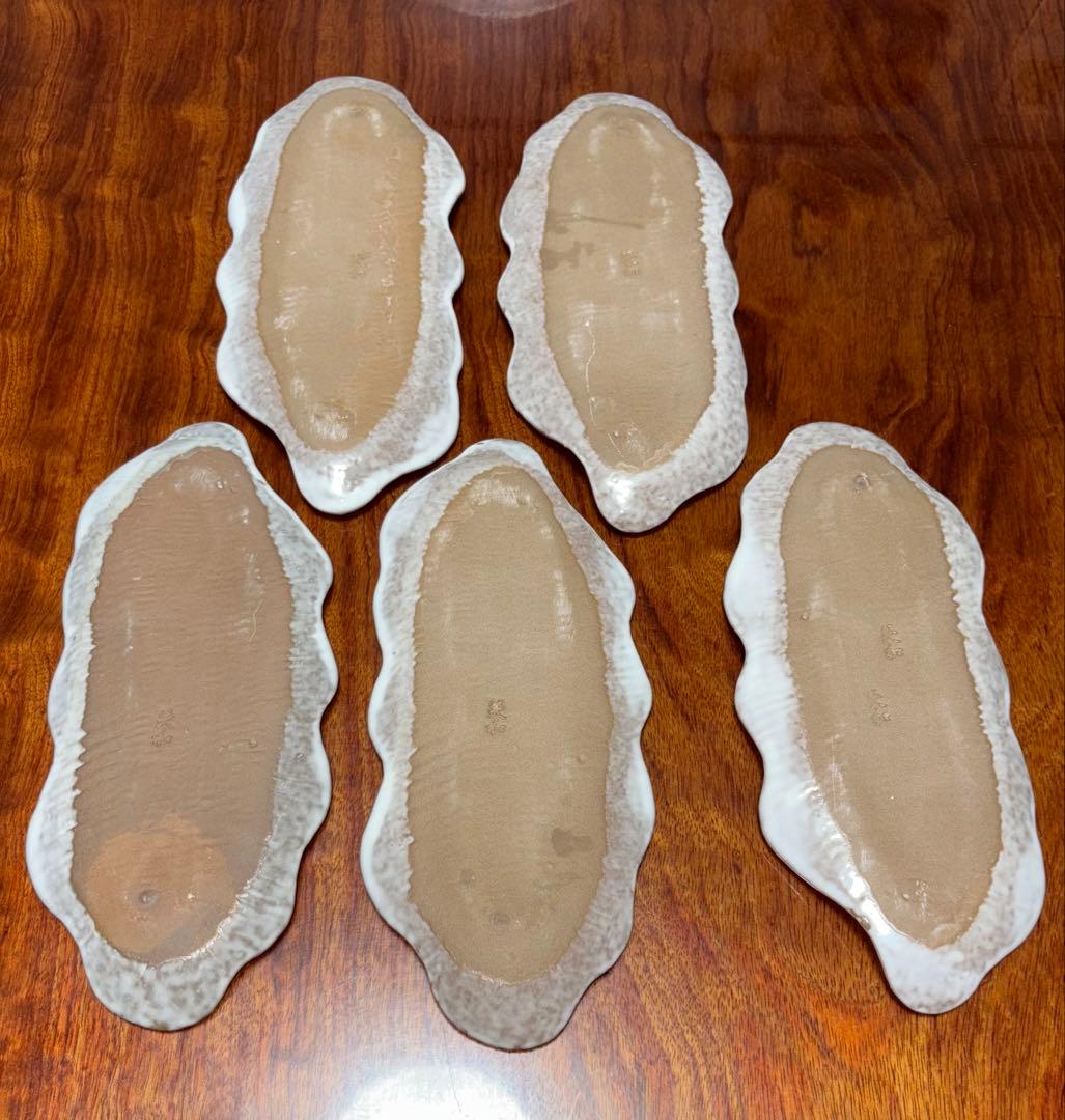 萬古焼_笑和_木葉型_長皿5枚セット（29.5cm×13cm）