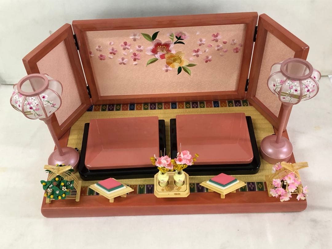 【新品】　雛人形　刺繍花柄屏風セット　数量限定 セール中