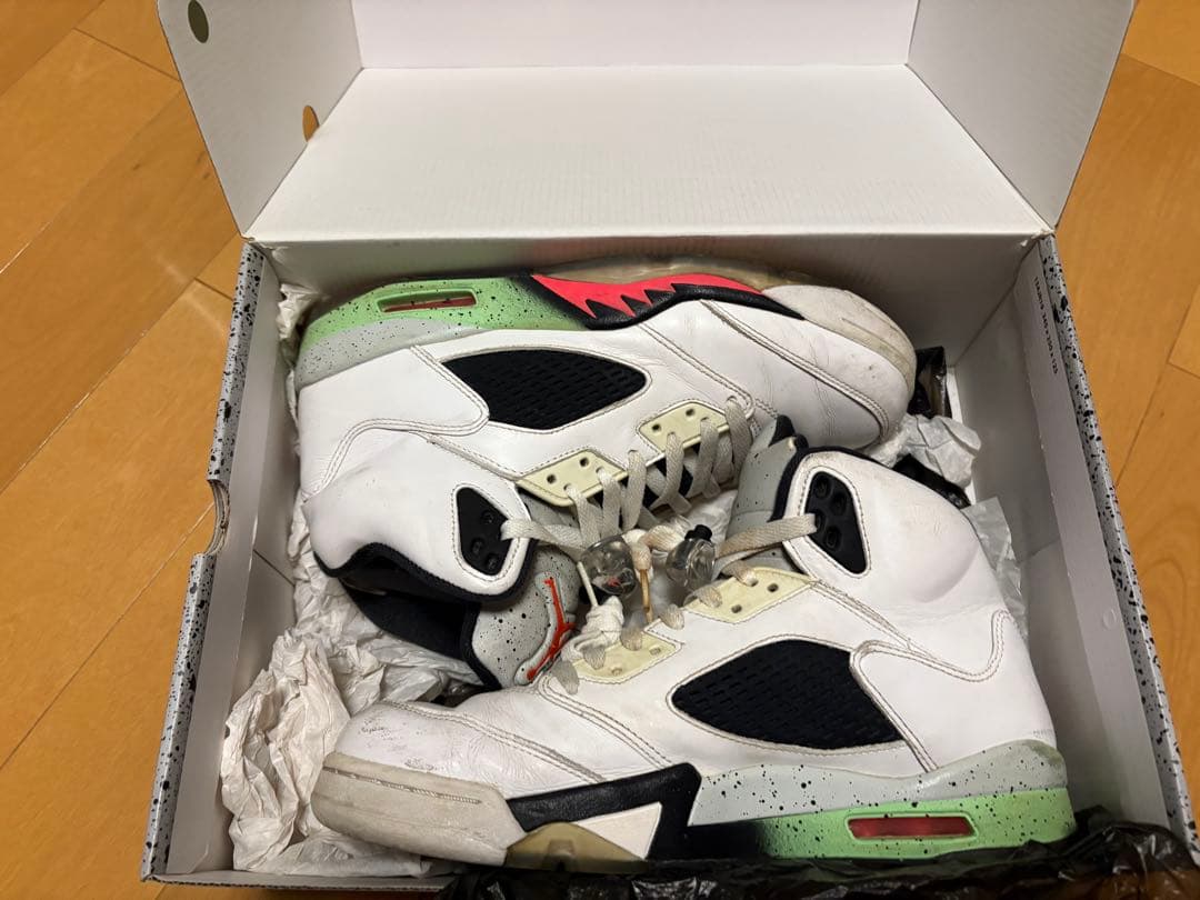 Air Jordan 5 Poisonホワイト/ブラック/グリーン/レッド