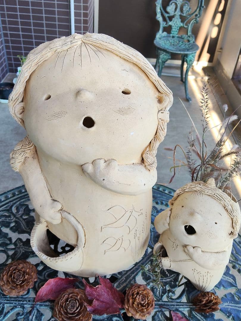 素焼き陶器 つのが可愛いい幼い鬼っ子