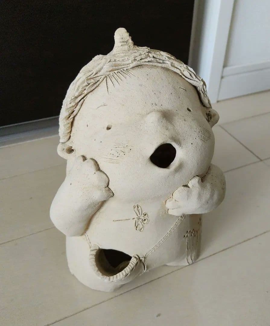 素焼き陶器 つのが可愛いい幼い鬼っ子