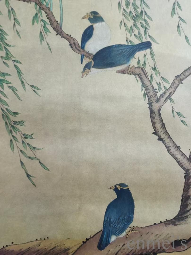中国古美術.清時代.蔣廷錫款.花鳥図.宣紙.三尺.肉筆.掛け軸.水墨画.旧蔵出