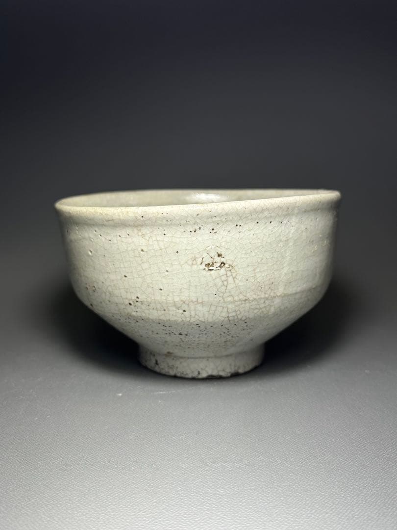 李朝　白磁　茶碗　堅手