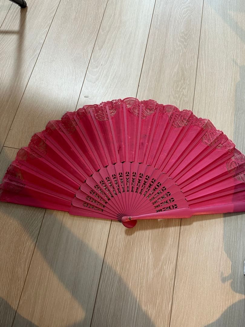 花柄ピンク扇子