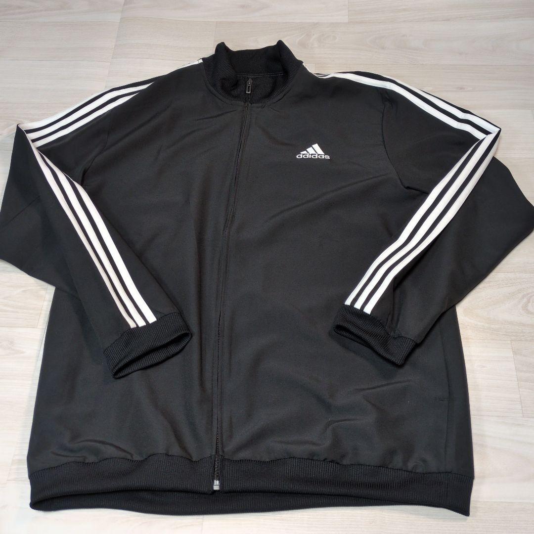 美品 アディダス ジャージ上下セット 黒 トリコット トラックスーツ 3XL