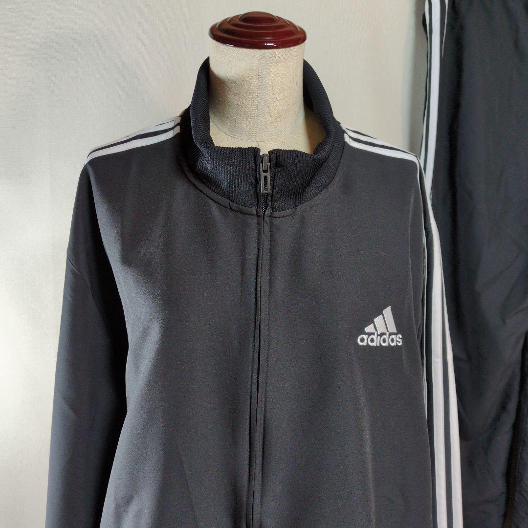 美品 アディダス ジャージ上下セット 黒 トリコット トラックスーツ 3XL