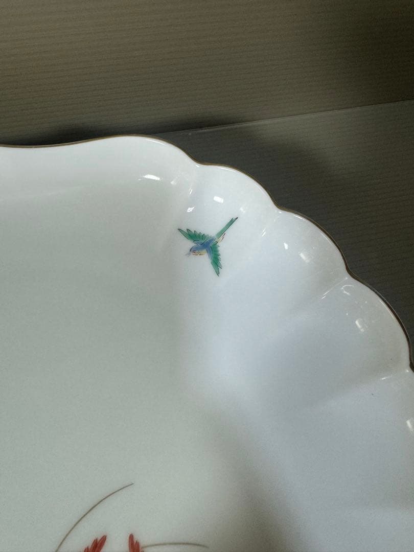 2583 深川製磁　花鳥　皿　金彩