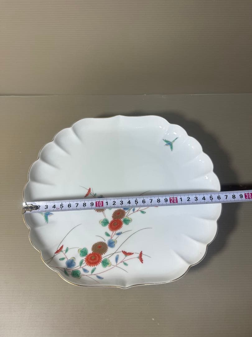 2583 深川製磁　花鳥　皿　金彩