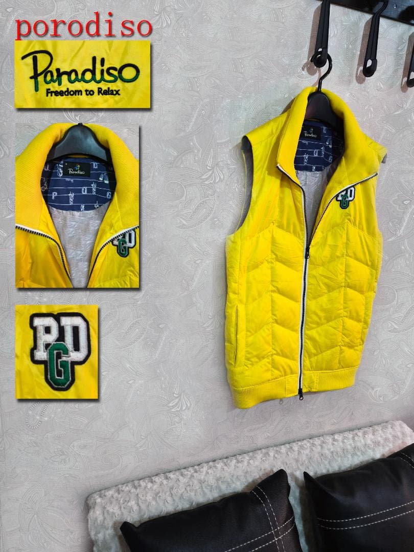 Paradiso イエロー キルティングベスト Mサイズ