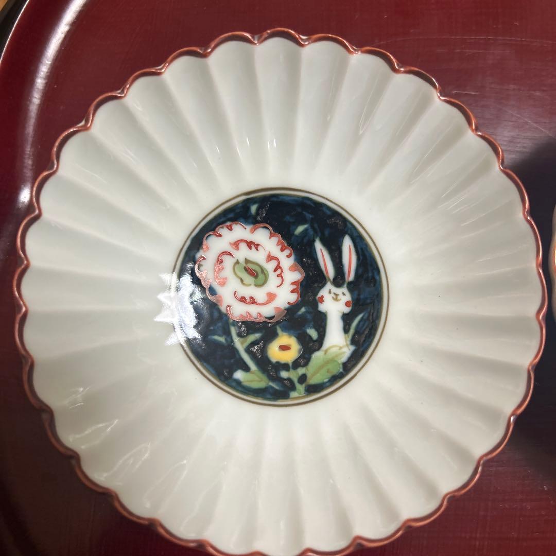 作家　陶芸作家　空萌工房 うさぎ 田口紀美子　菊割小鉢　2枚セット