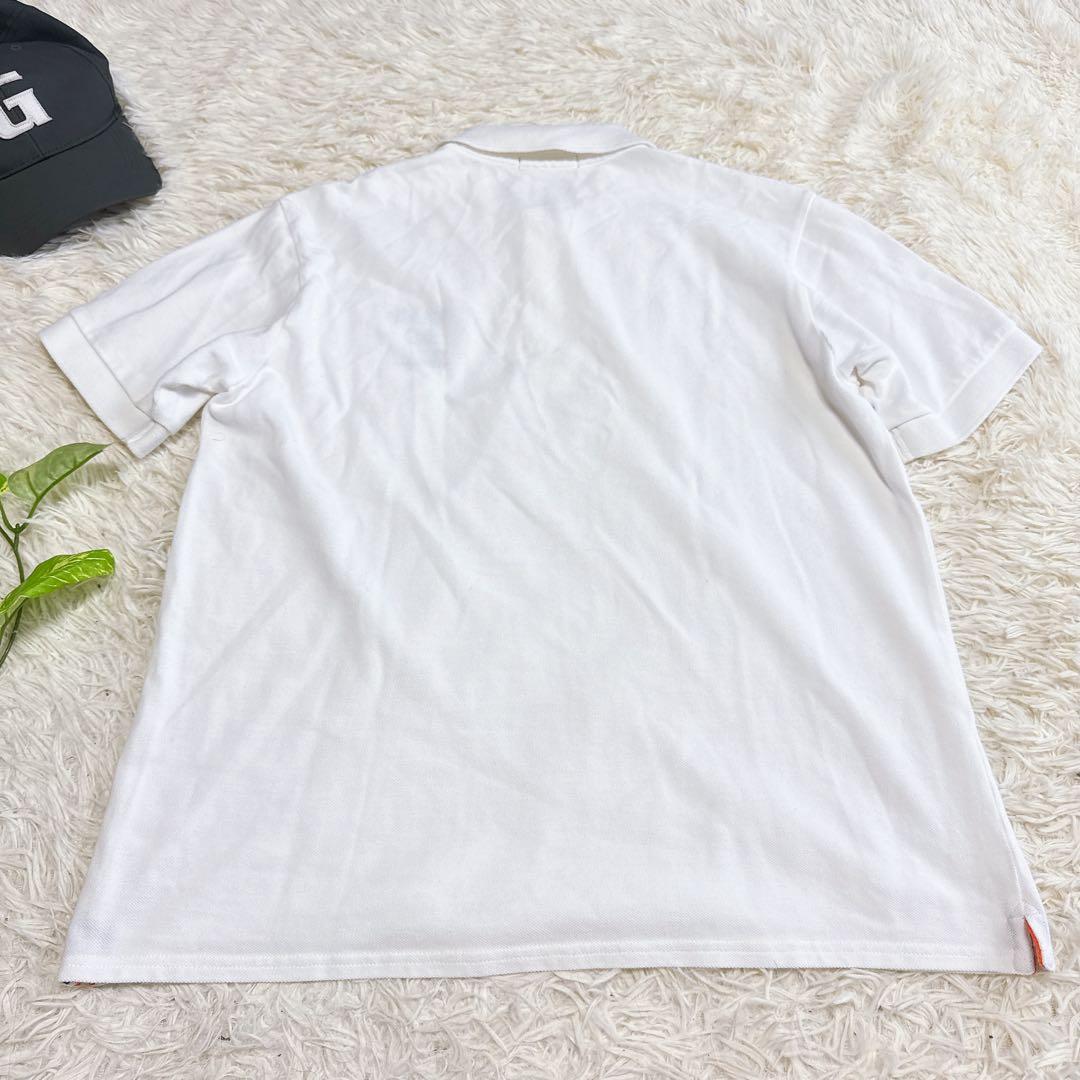 【ラフアンドスウェル】美品 ポロシャツ ホワイト 刺繍ロゴ Mサイズ メンズ