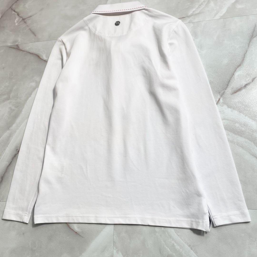 A16521 美品ブリーフィングゴルフ 22ss 3Dロゴ長袖ポロシャツ 白XS