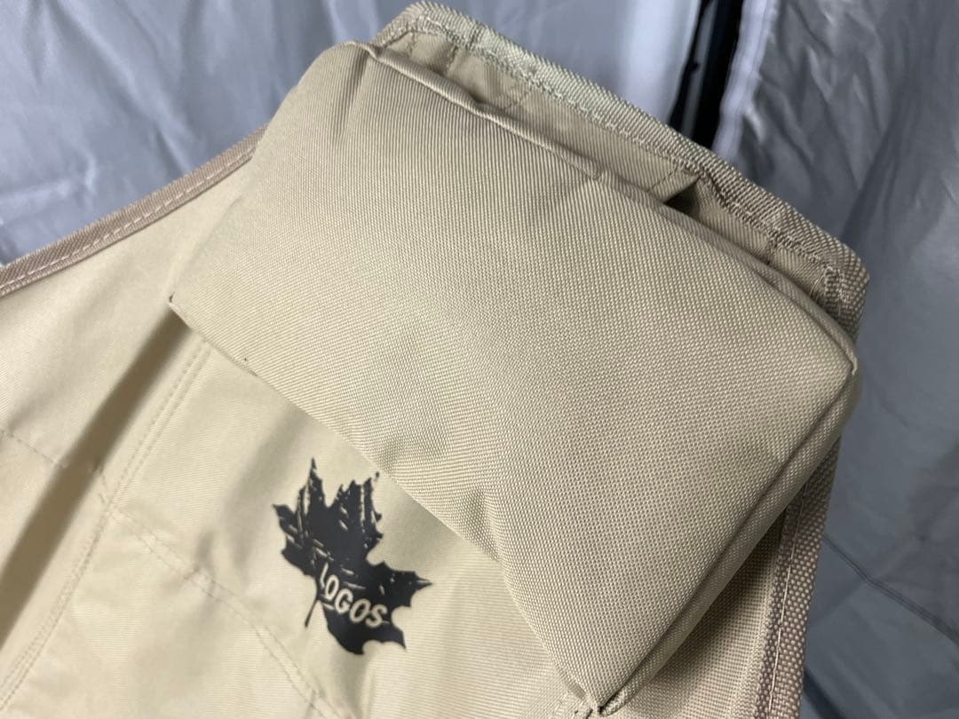 LOGOS アウトドアチェア ベージュ ヘッドレスト付き