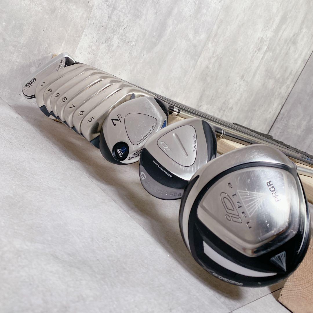 T151 PRGR ゴルフクラブ メンズ フルセット 黒 ドラム型 初心者 入門