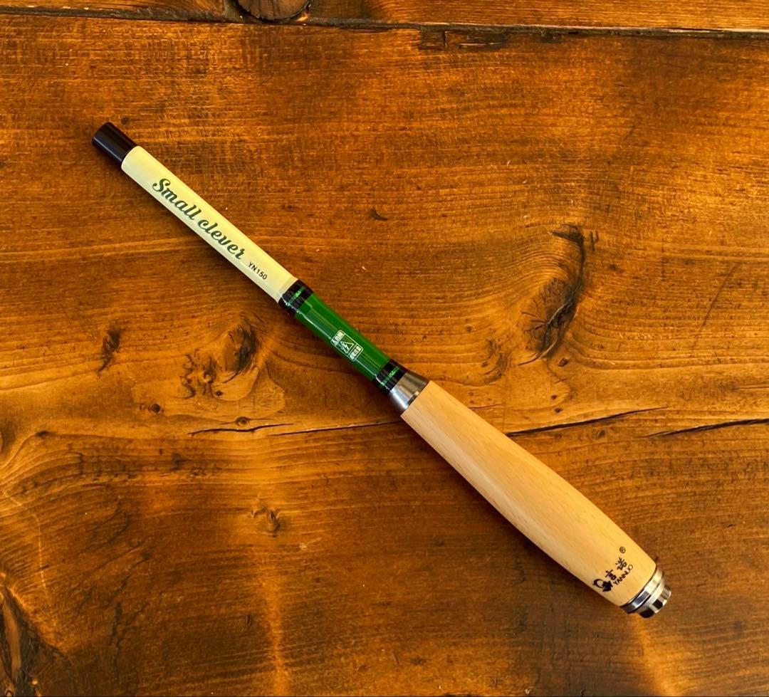 小物釣り竿　タナゴ竿　150cm ウッドグリップ　振り出し竿　グリーン×ホワイト