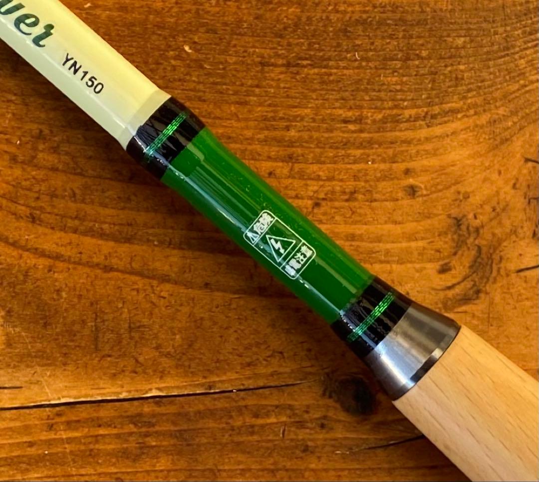 小物釣り竿　タナゴ竿　150cm ウッドグリップ　振り出し竿　グリーン×ホワイト