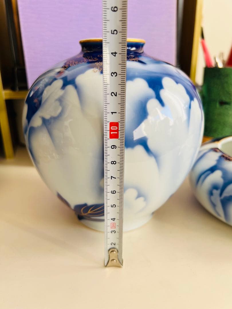未使用保管品　深川製磁　牡丹金ミル　ぼたん　花瓶　灰皿　セット
