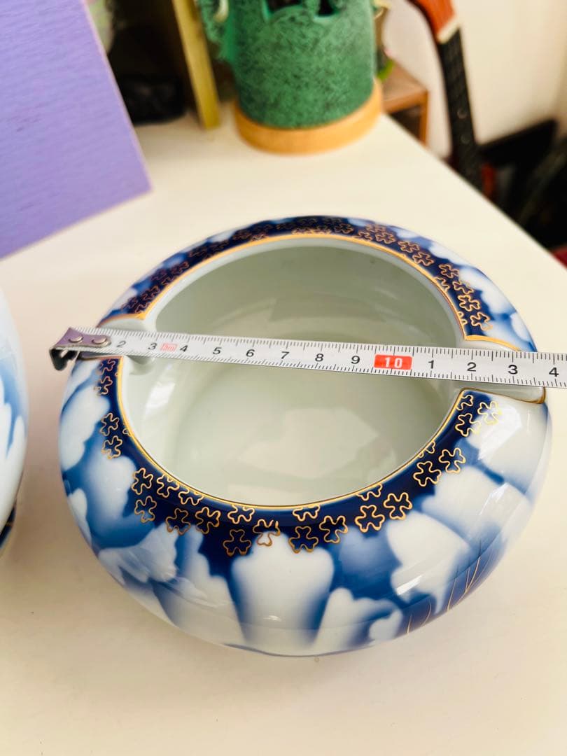 未使用保管品　深川製磁　牡丹金ミル　ぼたん　花瓶　灰皿　セット