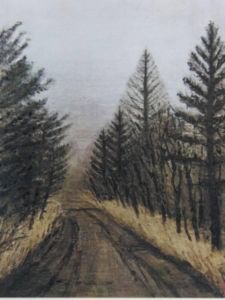 西山本 丘人、雪の降る前、限定800部城、希少画集画、新品額装付