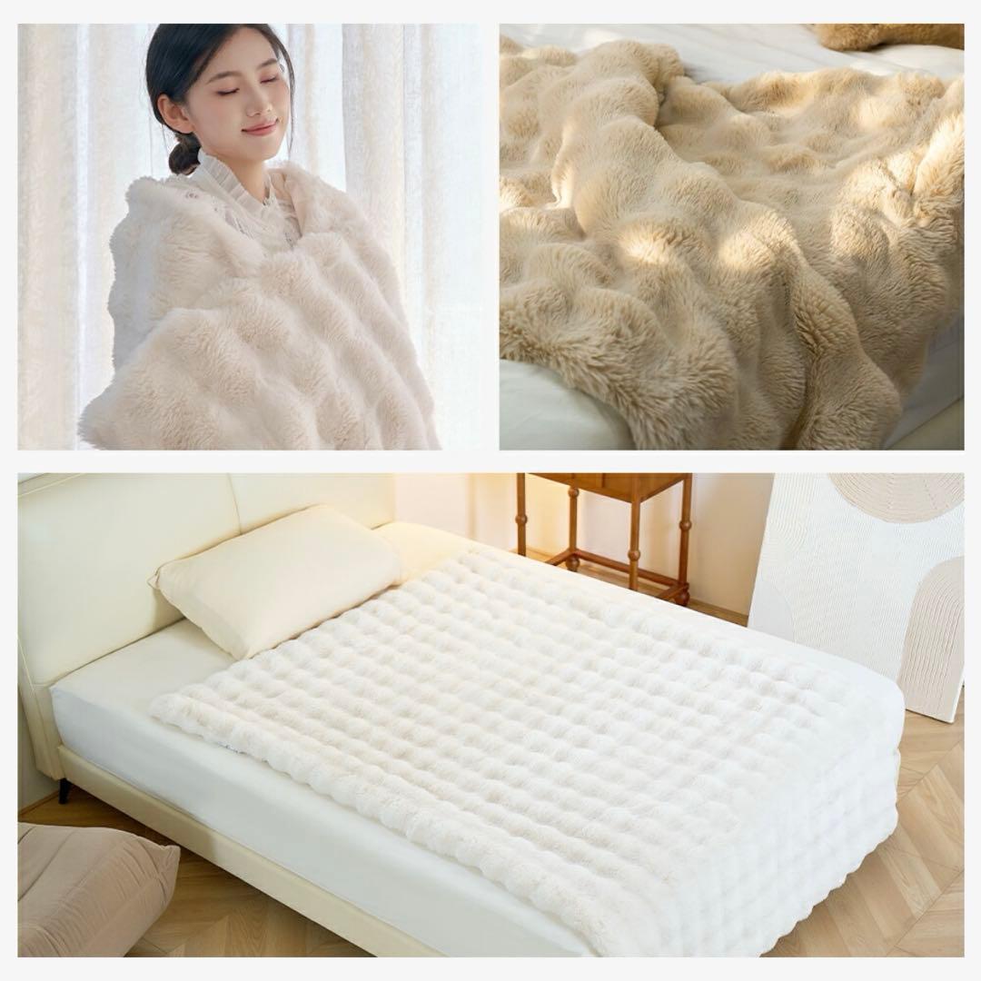 電気毛布 ホワイト 140×80cm 軽量 ふわふわ 柔らか 洗濯可能 自動オフ