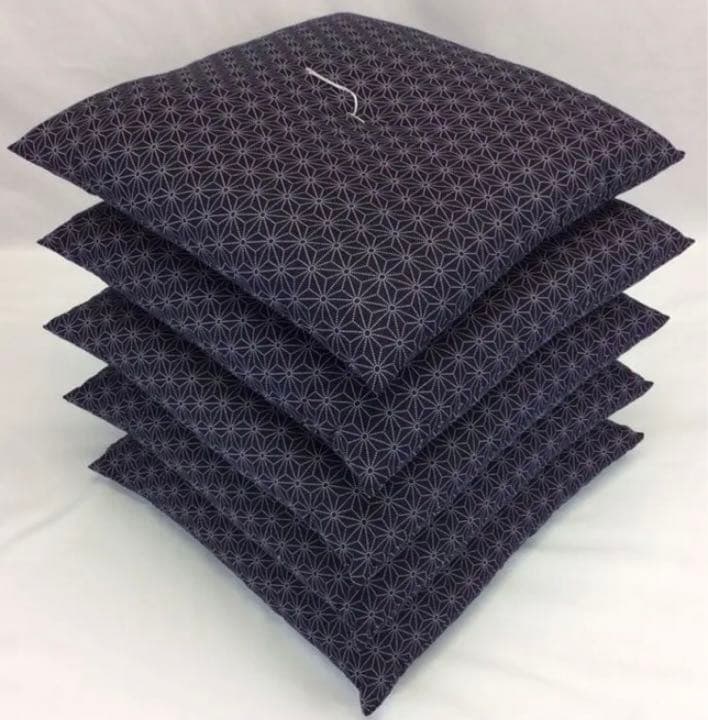 【新品工場より出来たて発送】座布団麻の葉55x59cm 銘仙判 本体 紺5枚組