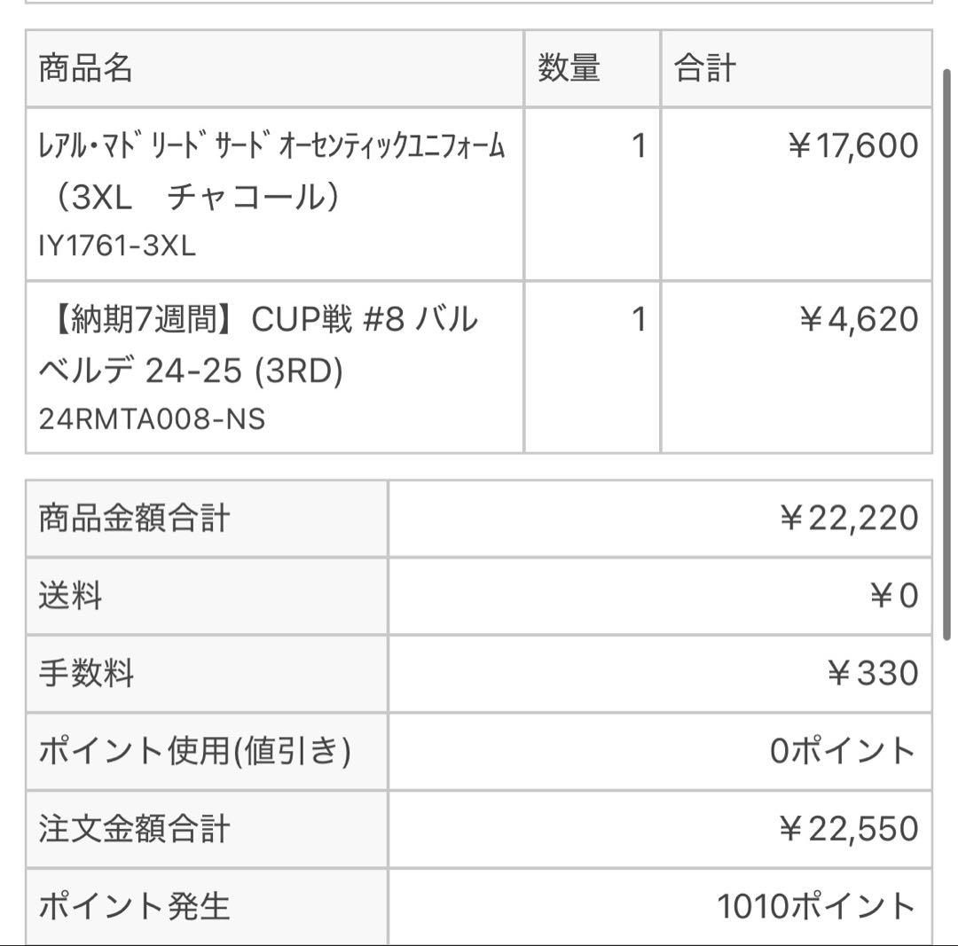 去年のレアル・マドリードのサードのオーセンティックユニフォーム