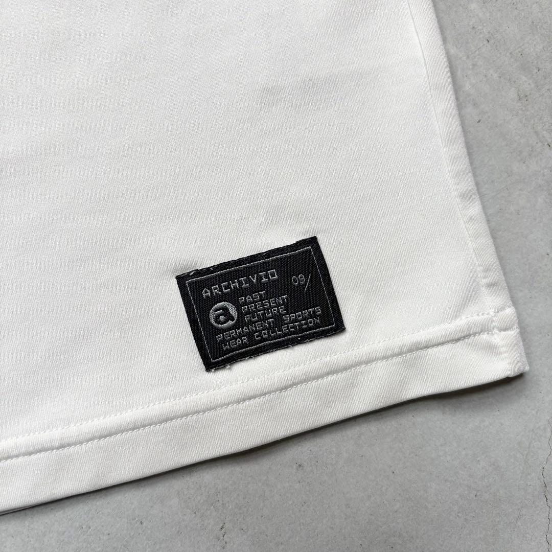 ARCHIVIO アルチビオ モックネック半袖Tシャツ ロゴプリント ストレッチ