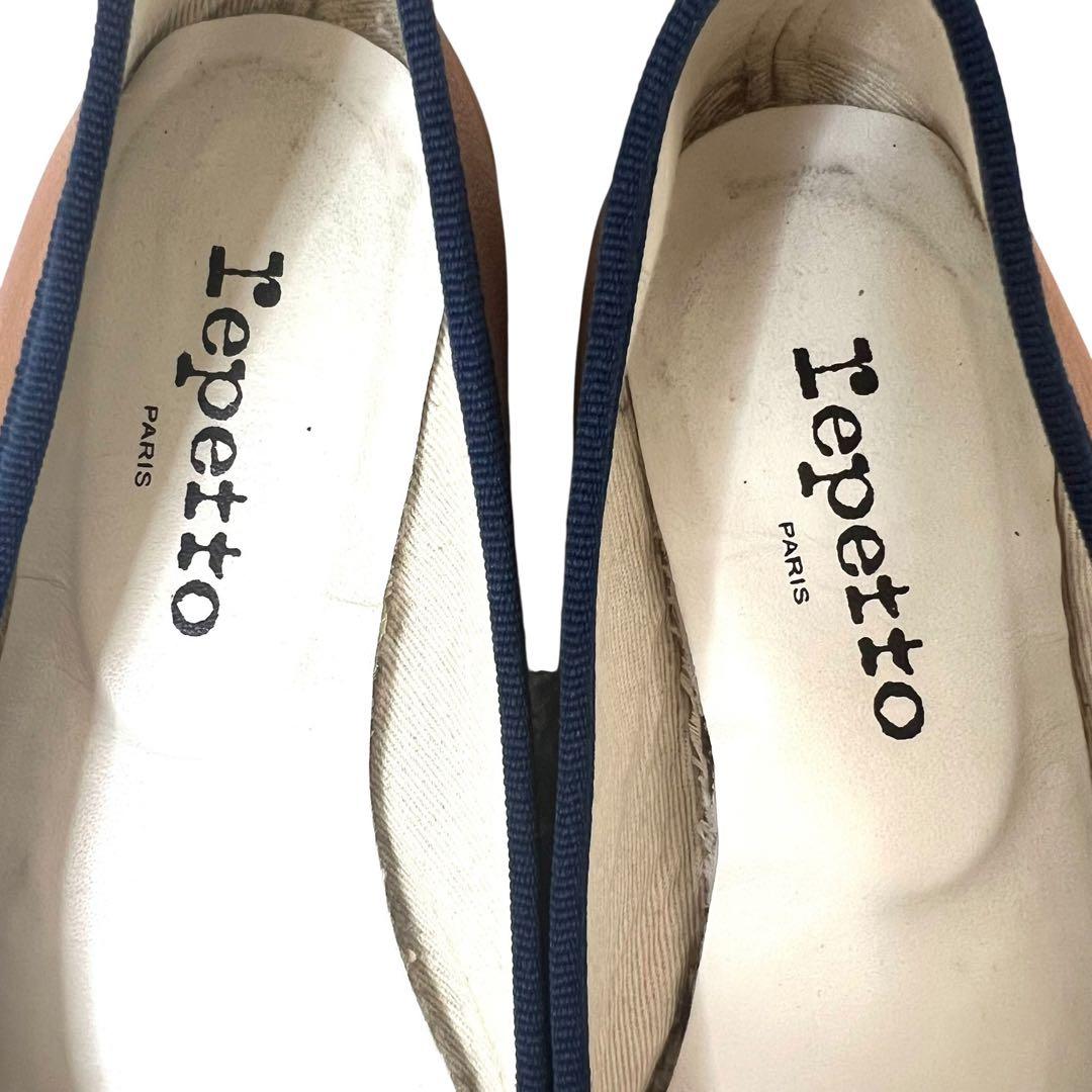【美品】repetto フローラ フラットパンプス コンビレザー