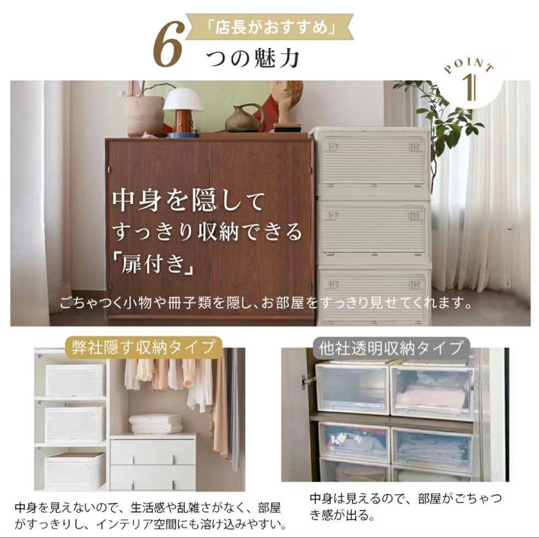 収納ボックス 折りたたみ コンテナ　収納ケース キャスター付 白 3個