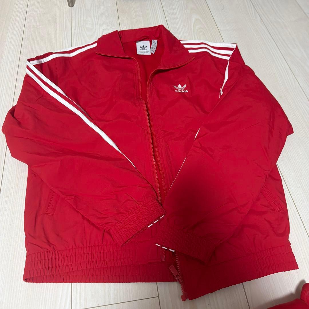 adidas レッド ジャージ上下セット Lサイズ