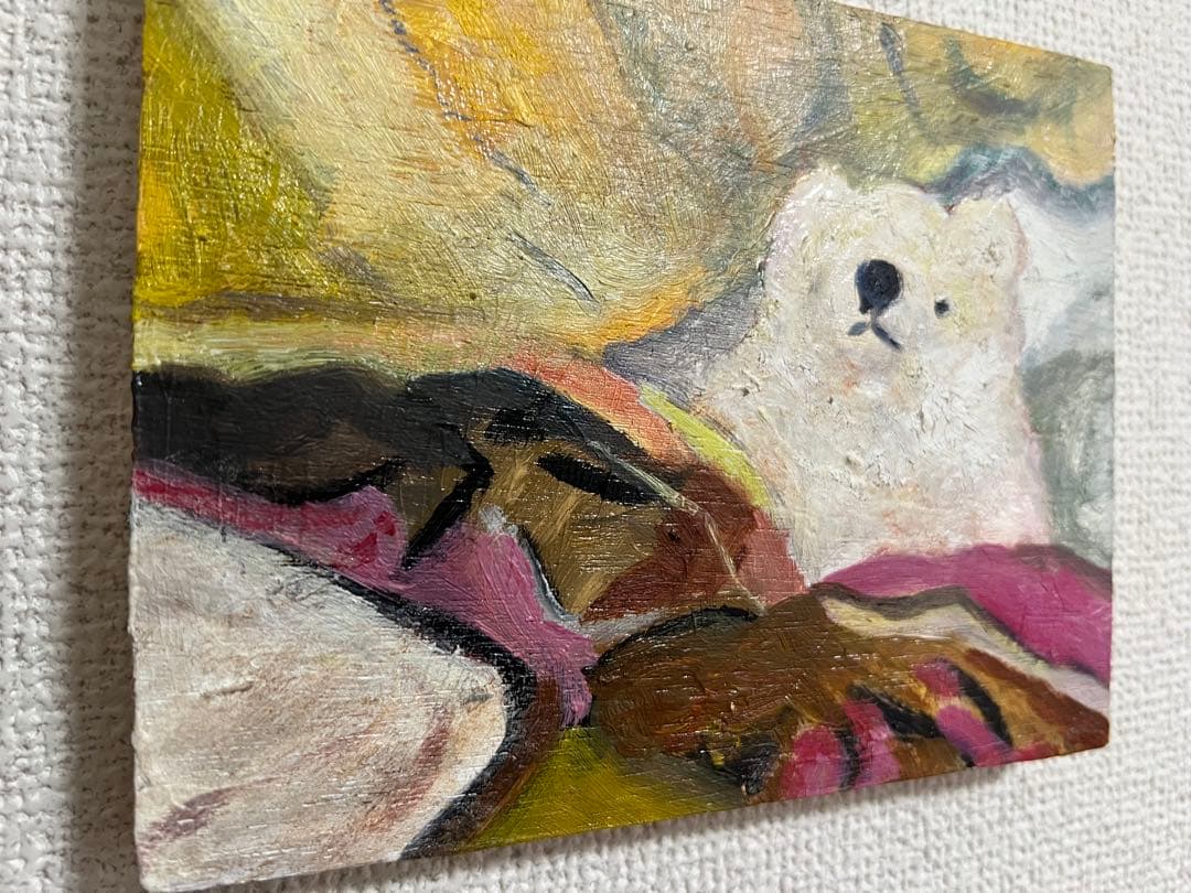 【F0号】もんちゃん#18 原画 oil painting くま シロクマ
