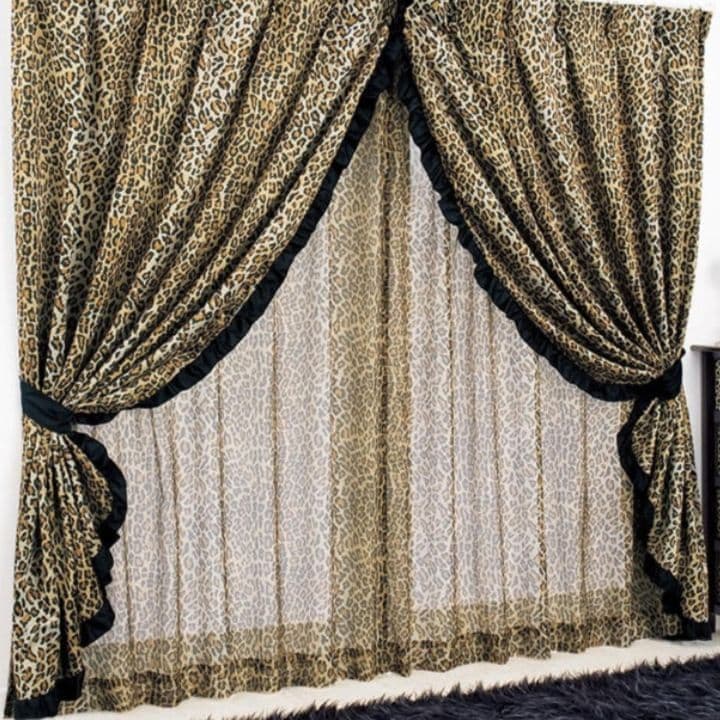新品未使用ヒョウ柄 レースカーテン 200x200cm 平成ギャル オシャレ