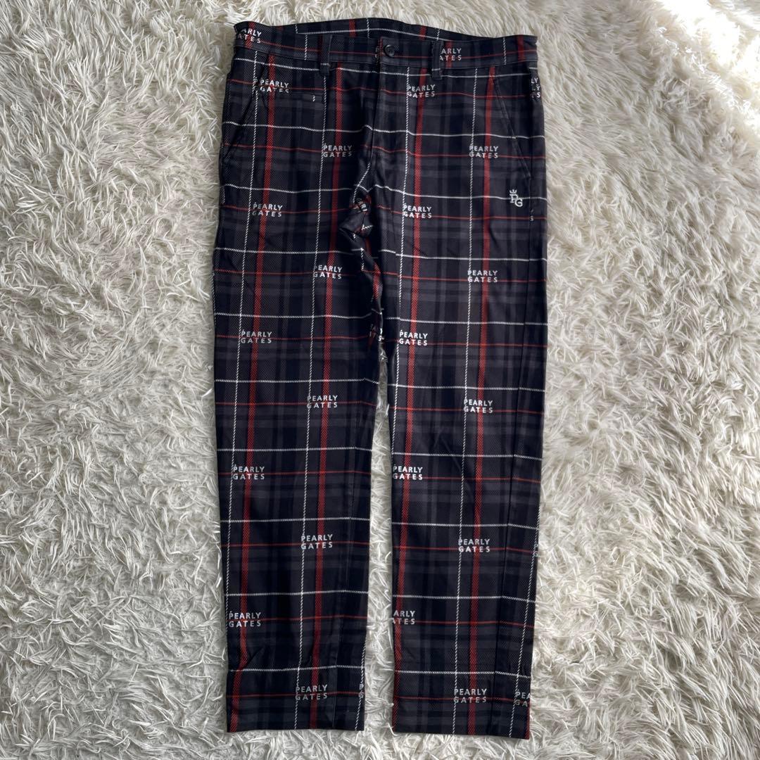 【しん】パーリーゲイツ パンツ 総柄 チェック ブラック 6 コットン