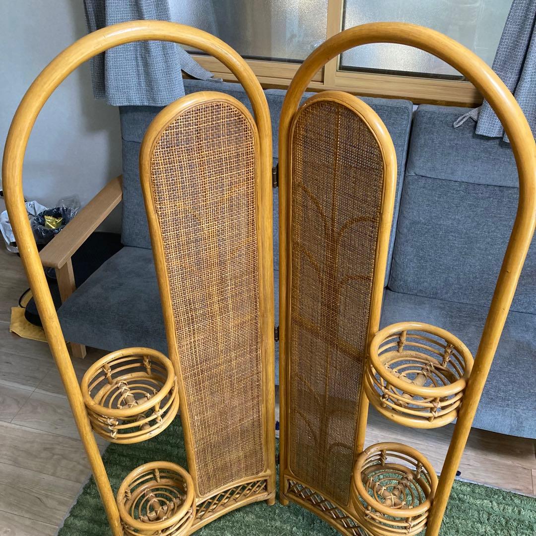ラタン　衝立　プランター　パーテーション