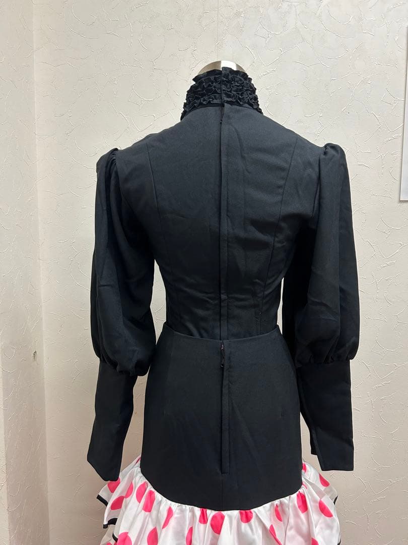 フラメンコ　衣装　Takemi 上下3点セット　ピンク　水玉　黒