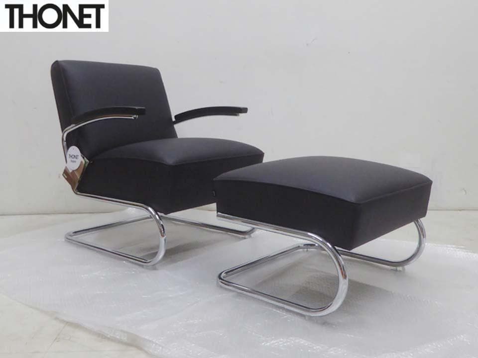 未使用品■THONET■定価116万円 S411 本革 チェア オットマンセット