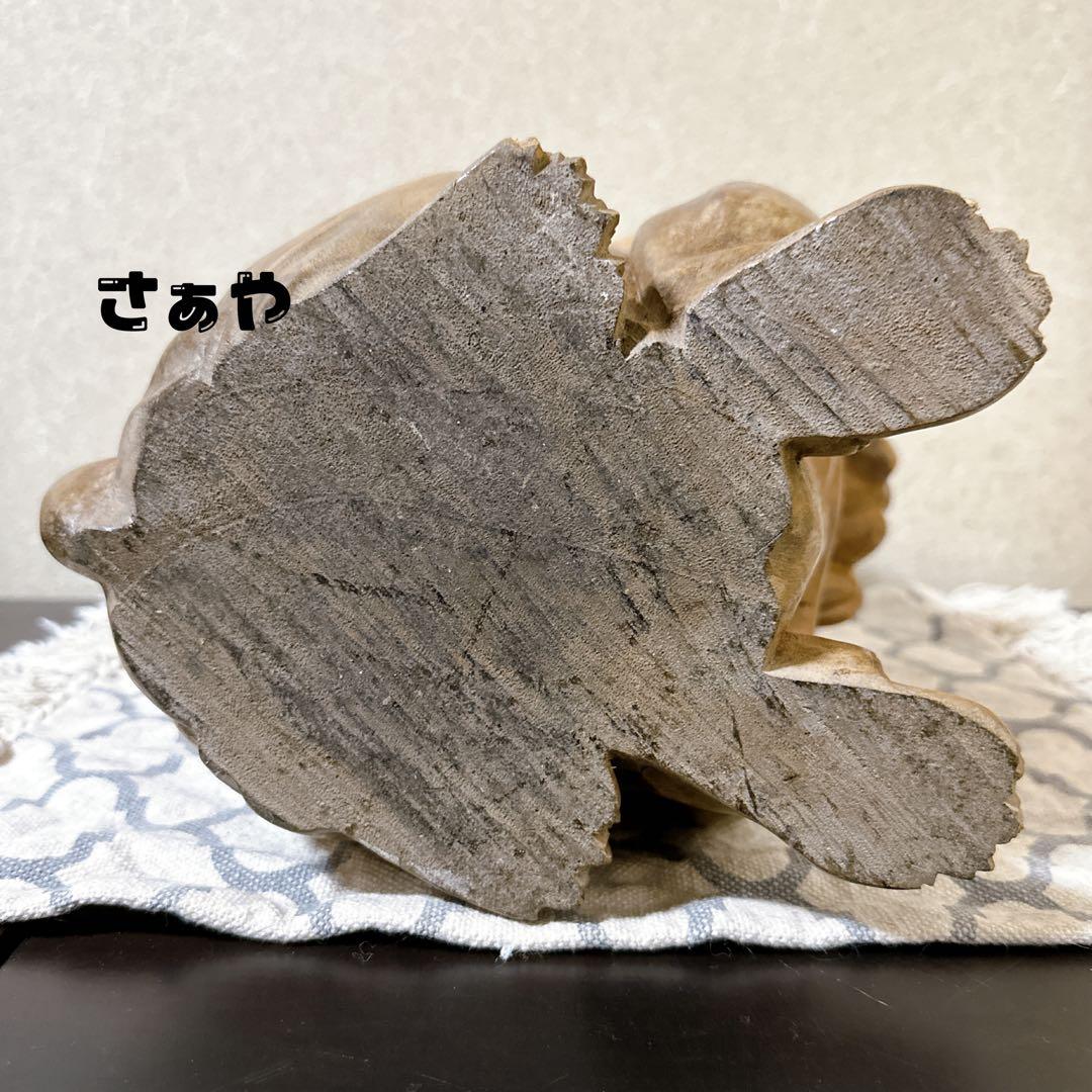 木彫動物⑅犬(ブルドッグ)⑅インドネシア