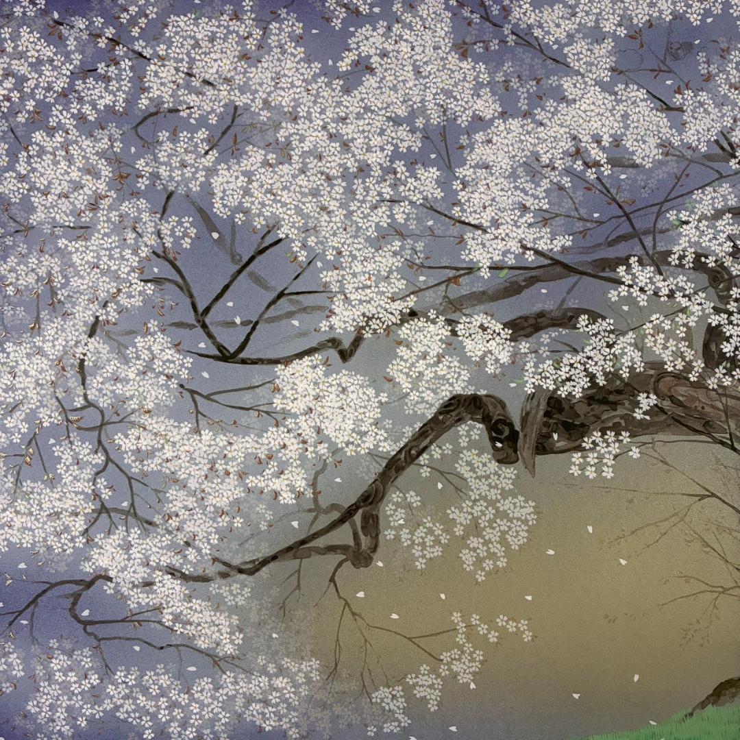中島千波「深幽山桜」シルクスクリーン 直筆サイン・落款有 証明シール有 名画