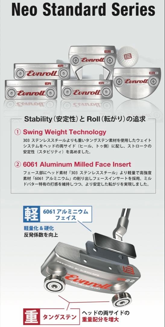 Evnroll ER.2.2 パター 34インチ JOPグリップ